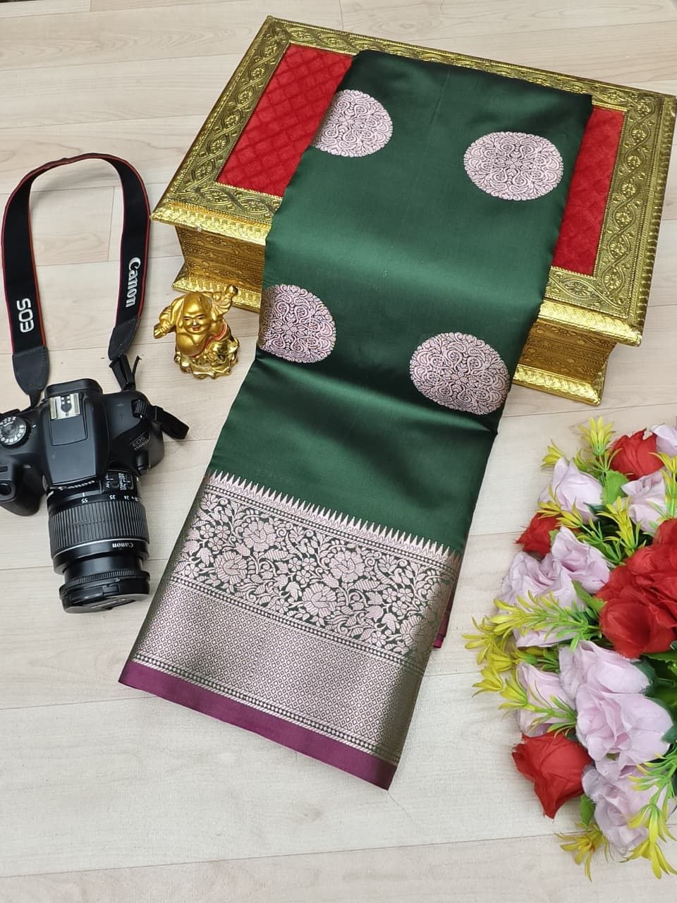 Navy Blue Silver Zari Fusion Soft Silk Saree